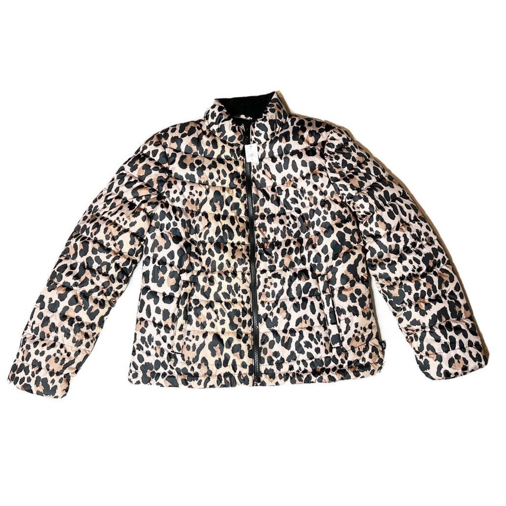 GAP LEOPARD PRINT PUFFER JACKET SIZE S Cold Control Warm